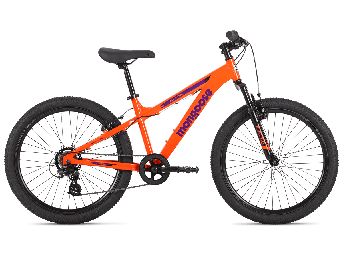 Mongoose Flatrock Mountain Bike, 24 Inch Wheels, Ages 10-15, Orange