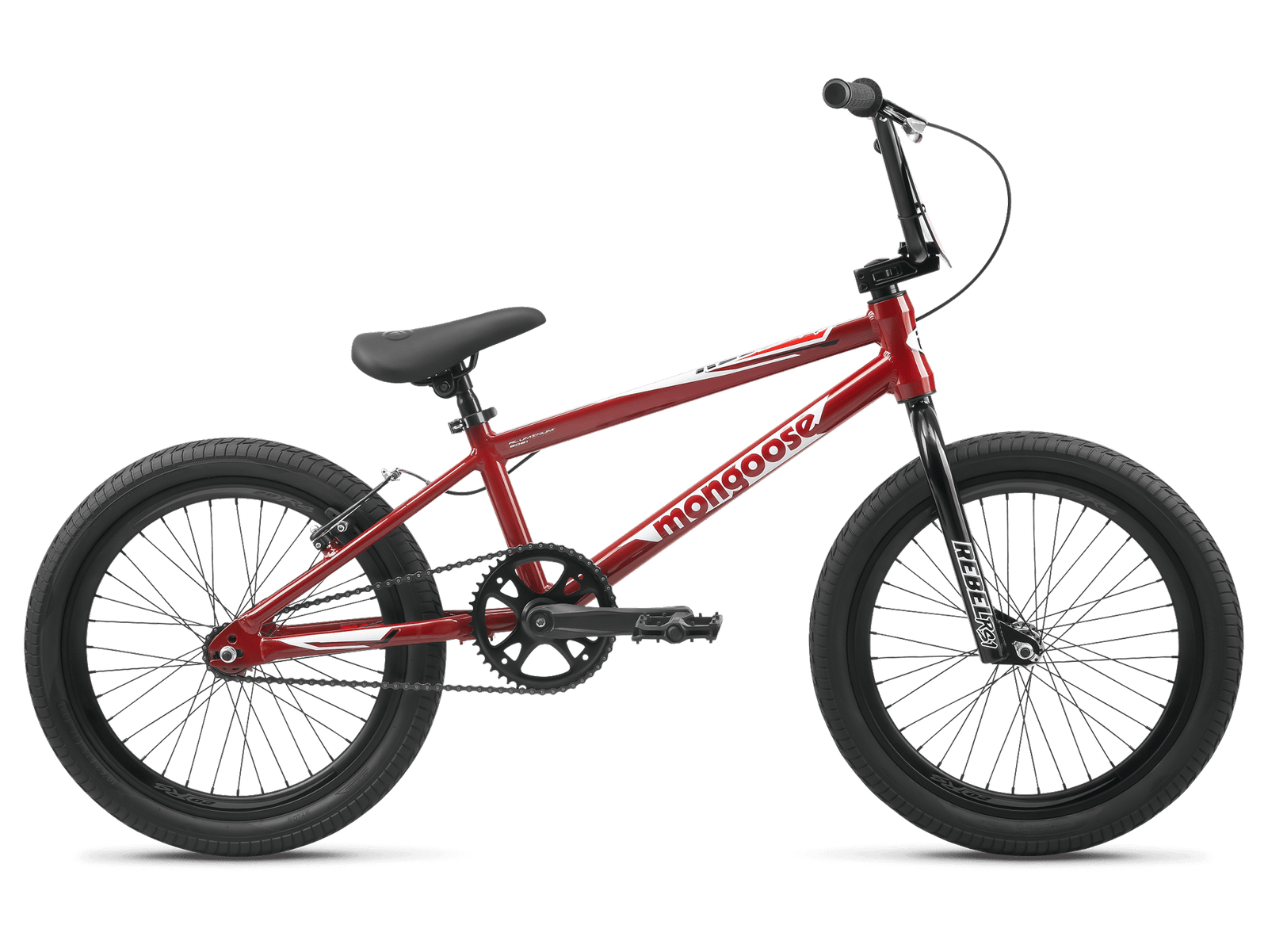 aluminum bmx bicycles Mongoose Rebel RS1 Kids Unisex 20-in. Bike, Red 10006158-CLAYSHASTPRINT Acme Phoebe Metallic Perch; inch chainstay length offers Suede Mat Color Choice::Dark Red