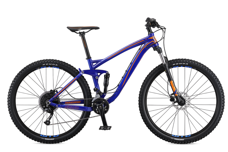 Blue and orange 2024 mongoose mountain bike